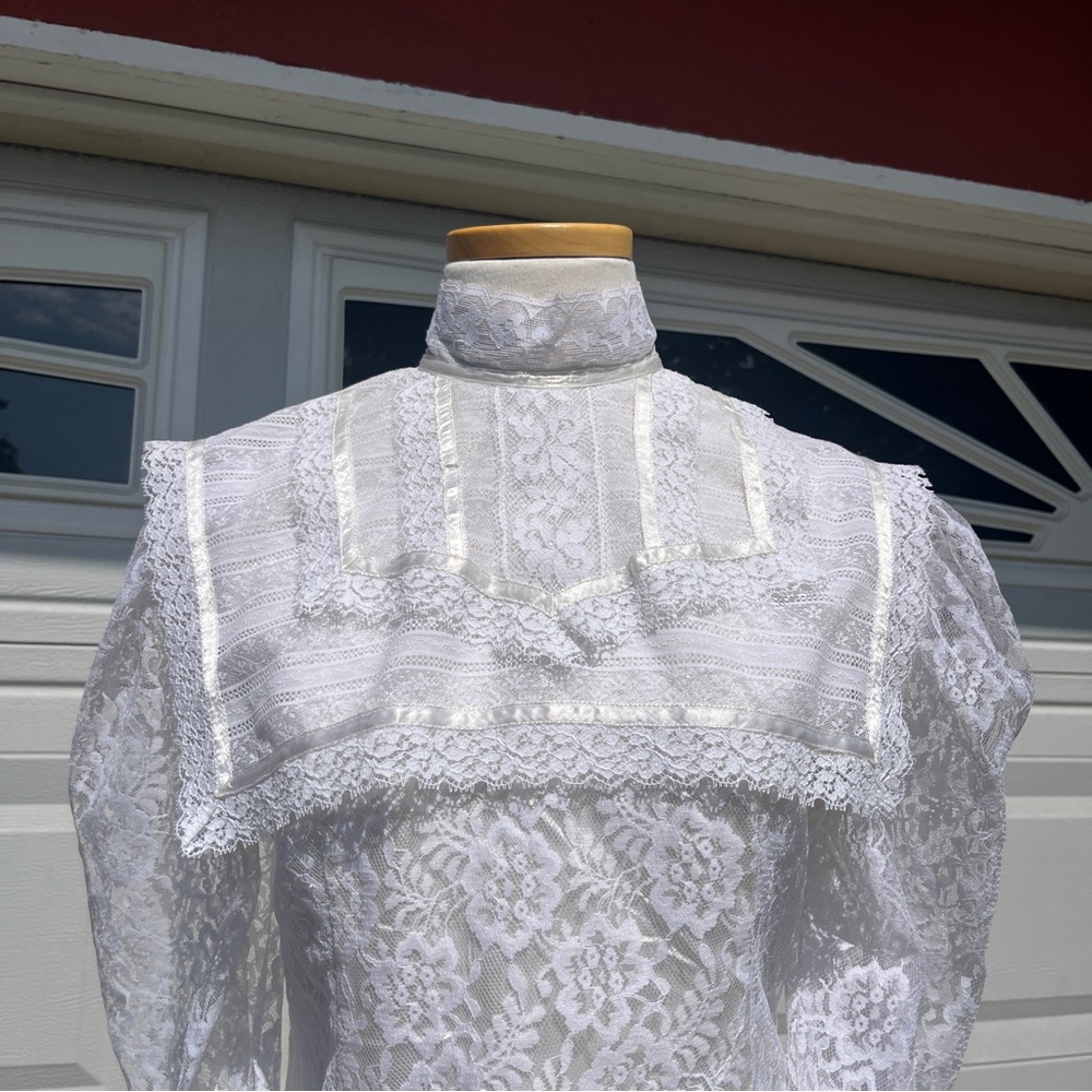 Gunne Sax White Lace Victorian Blouse - Picture 3 of 9
